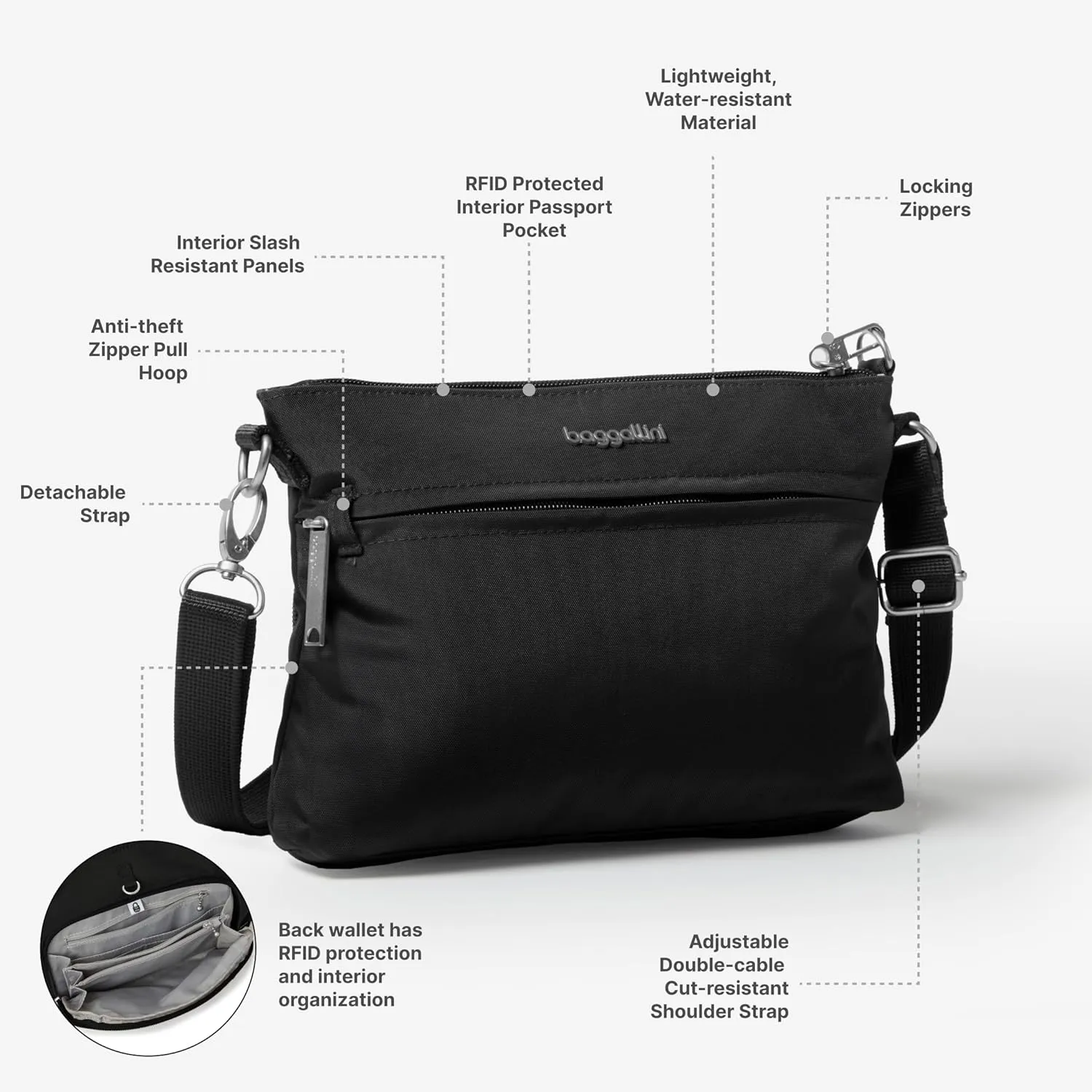 Baggallini Securtex Anti-Theft Memento Crossbody Bag