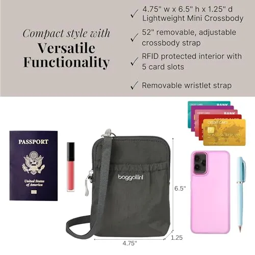 Baggallini unisex adult Bryant Pouch With Rfid Handbags, Charcoal, One Size US
