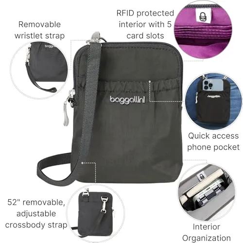 Baggallini unisex adult Bryant Pouch With Rfid Handbags, Charcoal, One Size US