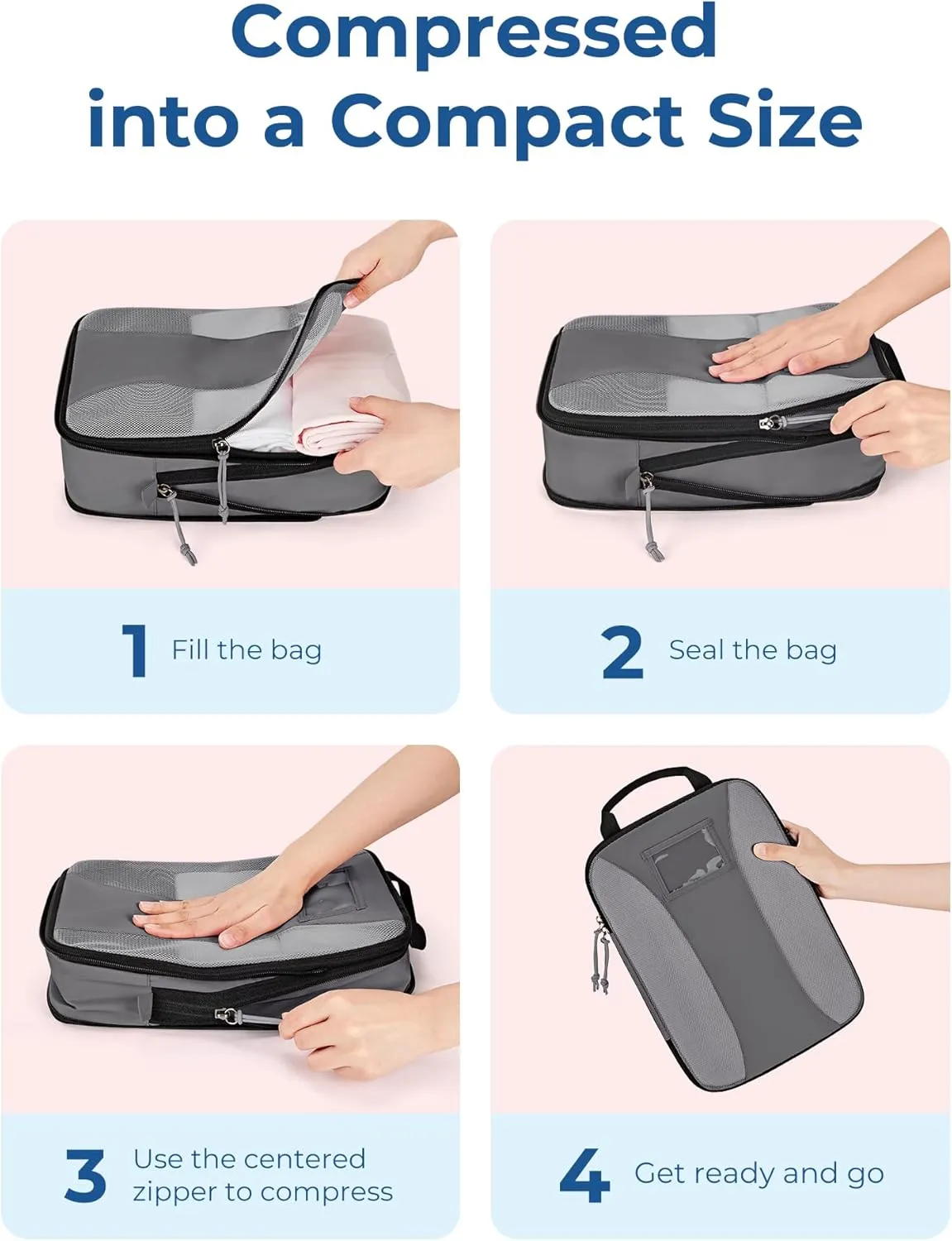 BAGSMART Compression Packing Cubes, 6 PCS Travel Bags Organizer for Luggage, Lightweight Packing Cubes for Travel Essentials