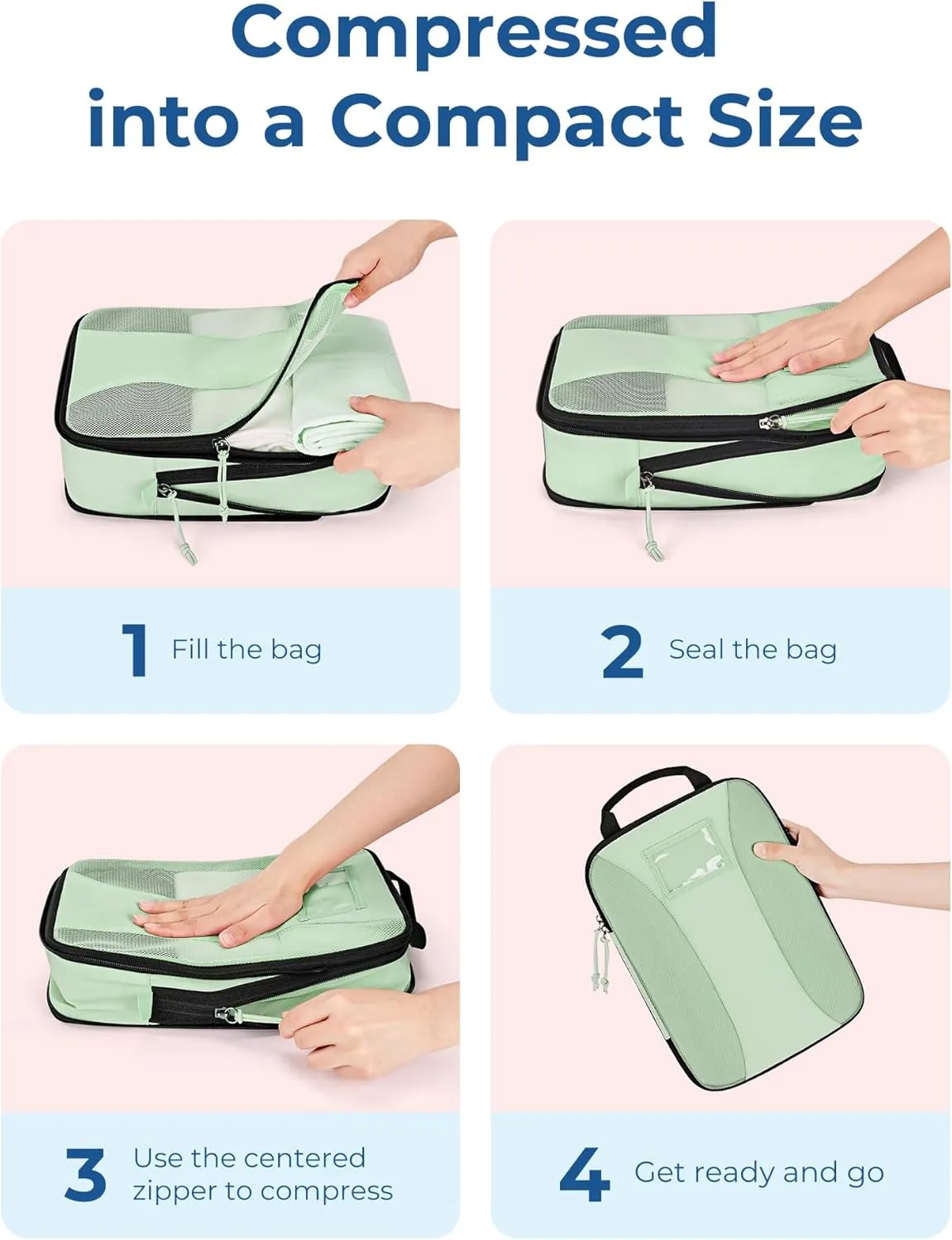 BAGSMART Compression Packing Cubes, 6 PCS Travel Bags Organizer for Luggage, Lightweight Packing Cubes for Travel Essentials