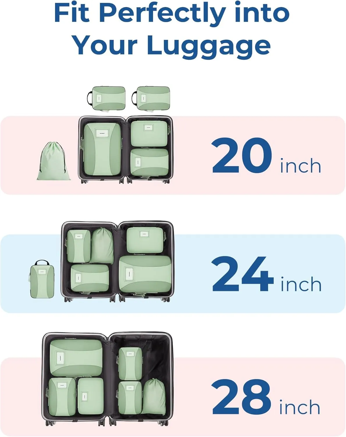 BAGSMART Compression Packing Cubes, 6 PCS Travel Bags Organizer for Luggage, Lightweight Packing Cubes for Travel Essentials