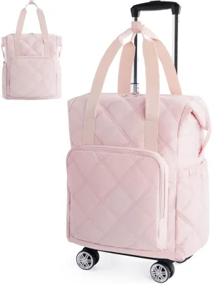 BAGSMART Rolling Duffle Bag with Wheels, 35L Carry on Travel Bag with Detachable Wheels, PVC Wet Pocket Duffle Bag with Handle