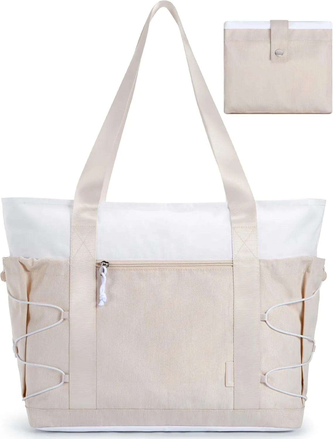 BAGSMART Travel Tote Bag for Women, Foldable Beach Bag With Zipper, 30L Large Gym Tote for Everyday