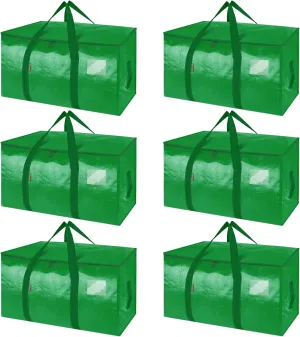 BALEINE 6-Pack Oversized Moving Bags with Reinforced Handles, Heavy-Duty Storage Tote for Clothes, Moving Supplies (Light Green, 6-Pack)