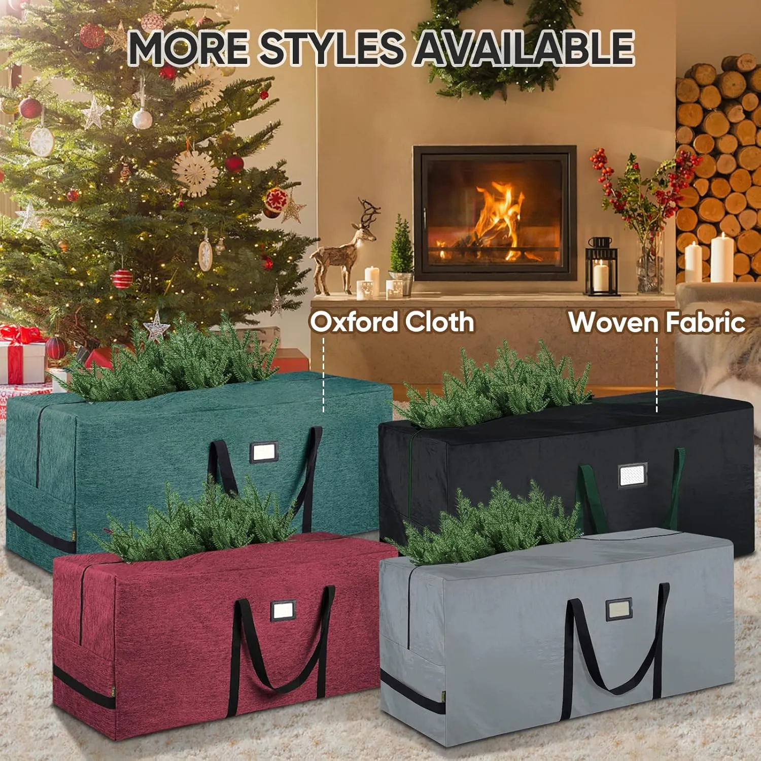 BALEINE 9 ft Christmas Tree Storage Bag, Heavy Duty Extra Large Artificial Christmas Tree Bag with Reinforced Handles and Dual Zippers Wide Opening (Black, 9 ft)