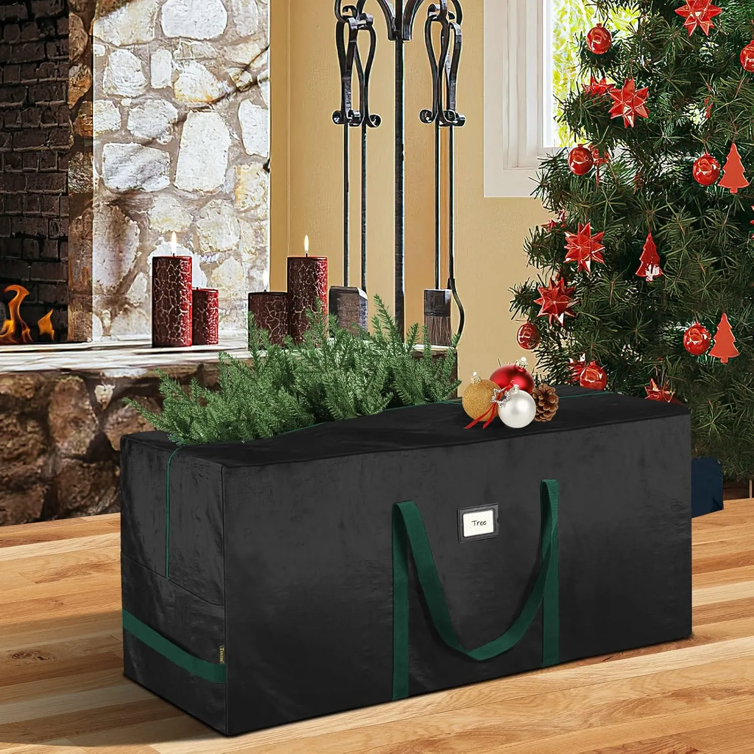 BALEINE 9 ft Christmas Tree Storage Bag, Heavy Duty Extra Large Artificial Christmas Tree Bag with Reinforced Handles and Dual Zippers Wide Opening (Black, 9 ft)
