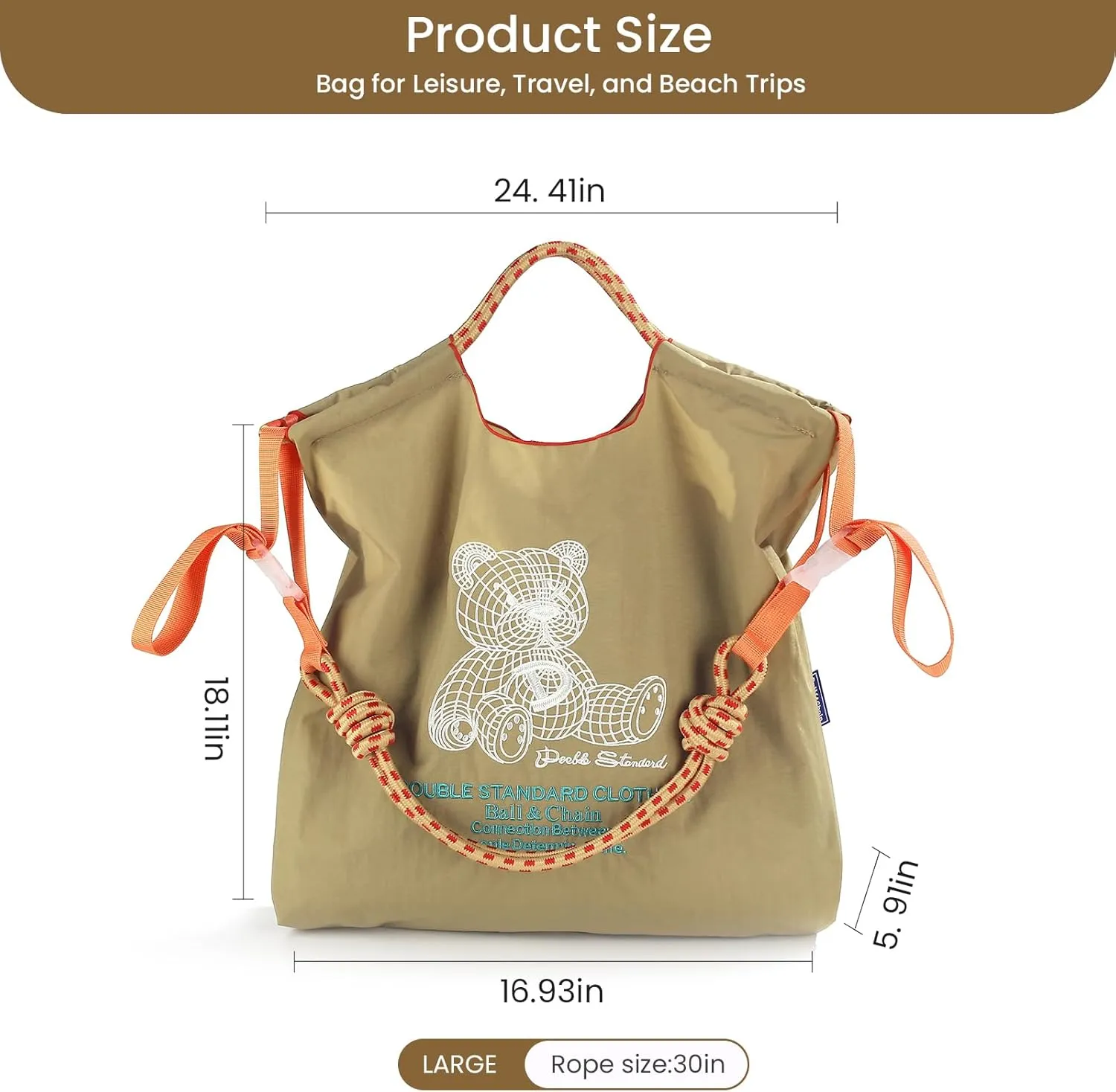 Ball&Chain Tote Bag for Women, Foldable Tote Bag With Handle Large Shoulder Bag Handbag for Travel, Work