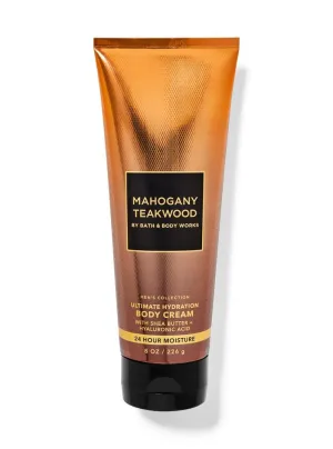 Bath and Body Mahogany Teakwood Ultimate Hydration Body Cream For Men | 8 Oz