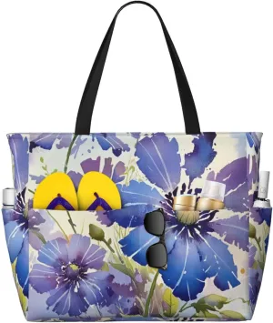 Beach Bags for Women Large Waterproof Sandproof Beach Tote Swim Pool Bag with Zipper for Travel Vacation