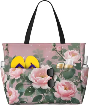 Beach Bags for Women Waterproof Sandproof Tote Bag, Large Beach Bag with Zipper for Gym Travel Vocation