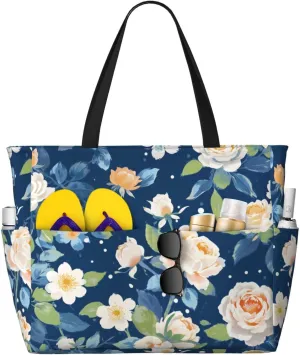 Beach Bags for Women Waterproof Sandproof Women Tote Bag, Large Beach Bag with Zipper for Gym Travel Vocation
