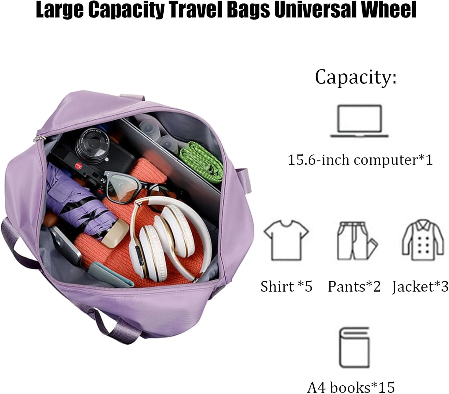 Beente/Pepepo/Kulken Travel Bag with Wheels, Large Capacity Travel Bag with Wheels (Green)