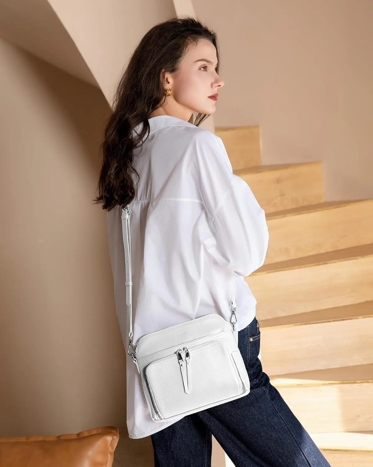 befen Genuine Leather Crossbody Purses for Women, Women's Small Crossbody Shoulder Bag with Built in RFID Wallet