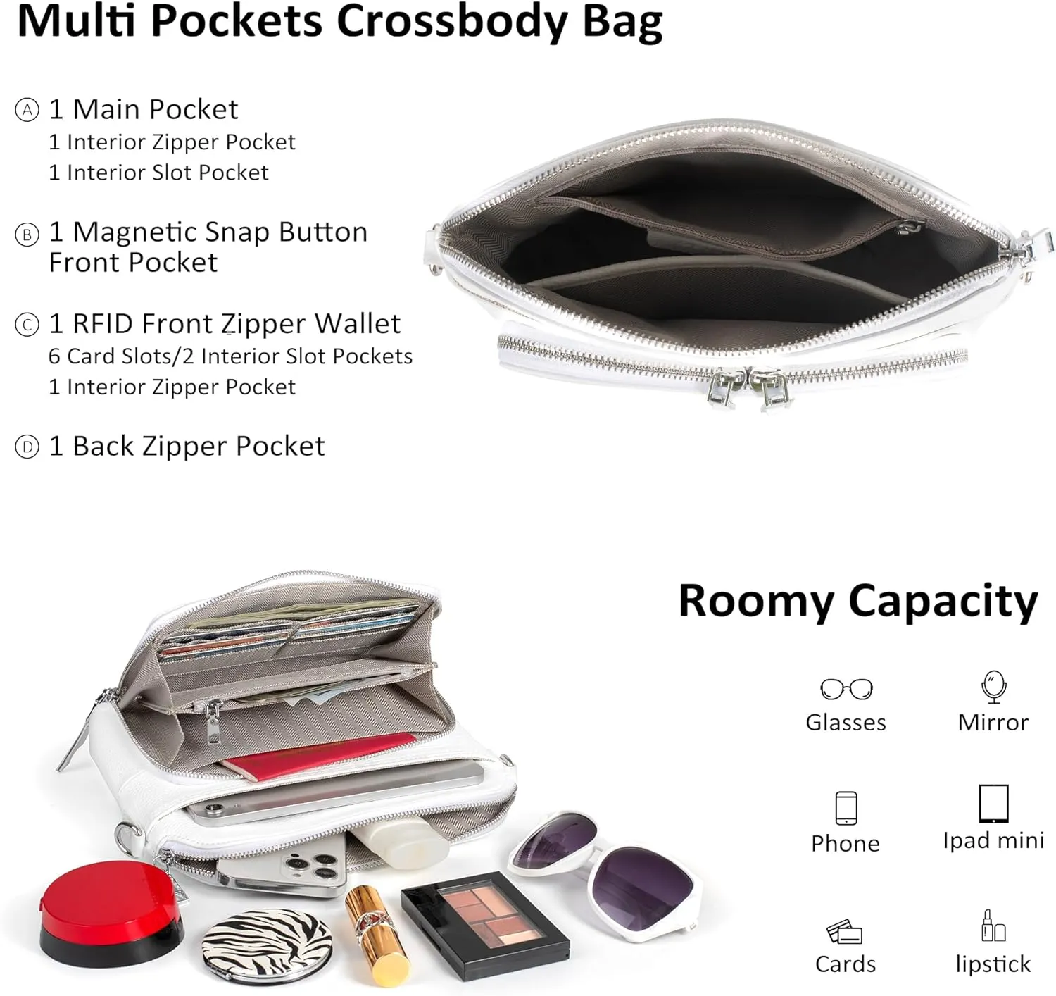 befen Genuine Leather Crossbody Purses for Women, Women's Small Crossbody Shoulder Bag with Built in RFID Wallet