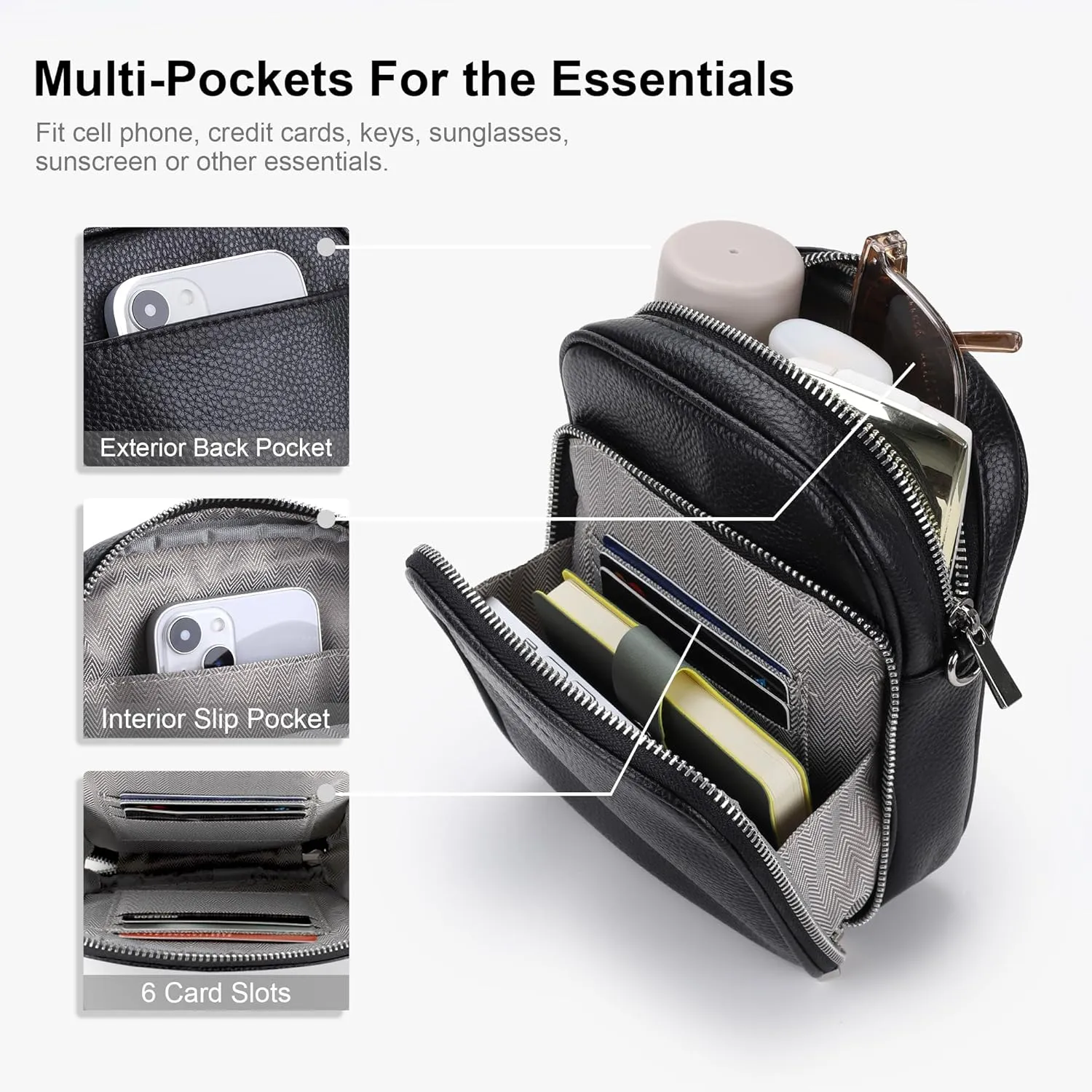 befen Genuine Leather Small Crossbody Purses for Women, RFID Blocking Trendy Cell Phone Travel Purse