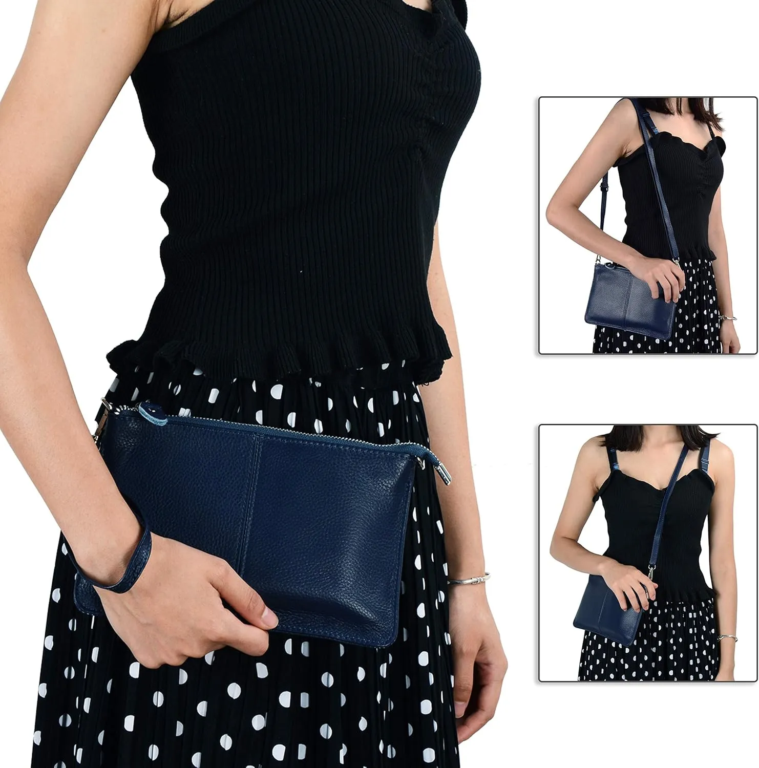 befen Genuine Leather Wristlet Clutch Wallet Purses Small Crossbody Bags for Women with RFID Blocking Card Slots