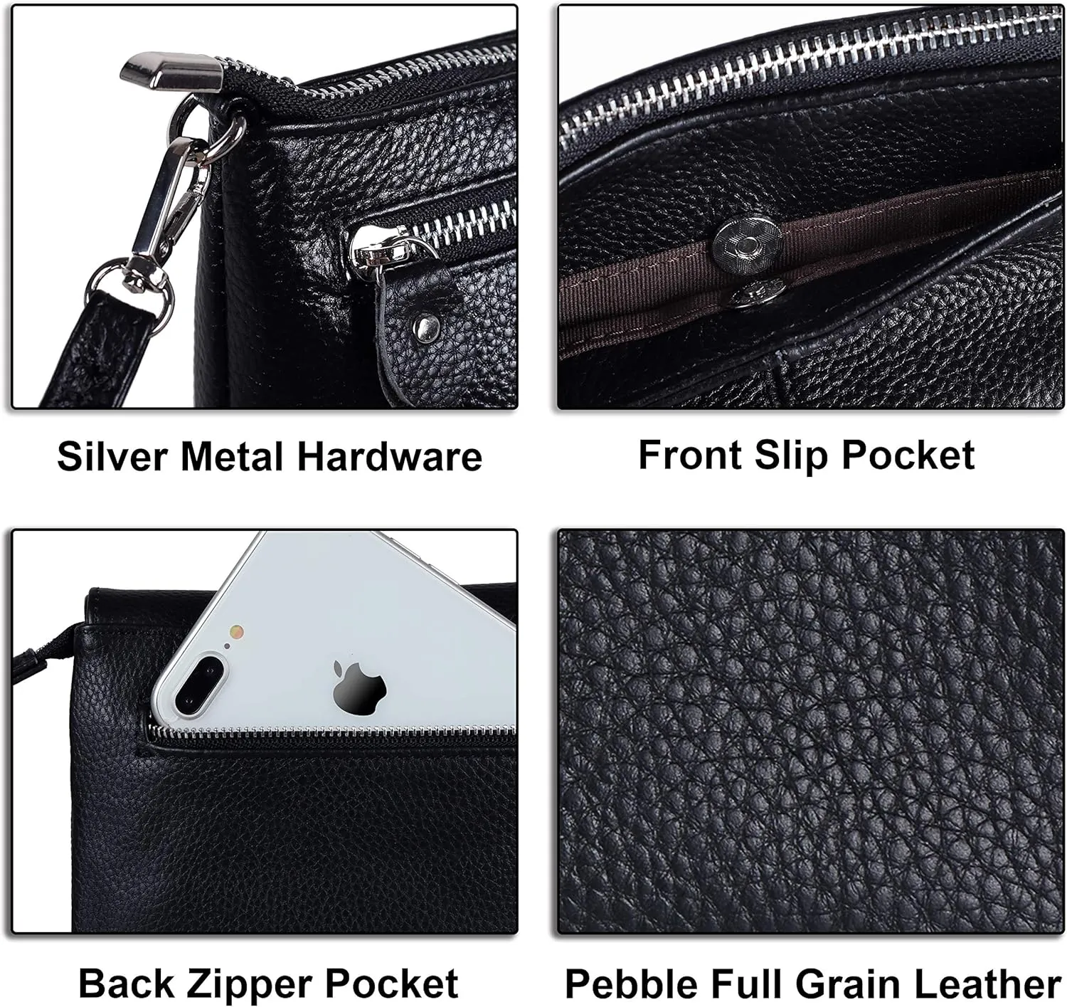 befen Genuine Leather Wristlet Clutch Wallet Purses Small Crossbody Bags for Women with RFID Blocking Card Slots
