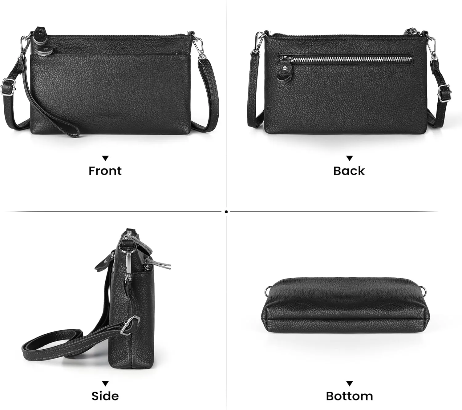 befen Genuine Leather Wristlet Clutch Wallet Purses with RFID Blocking, Small Crossbody Bags Shoulder Handbag for Women