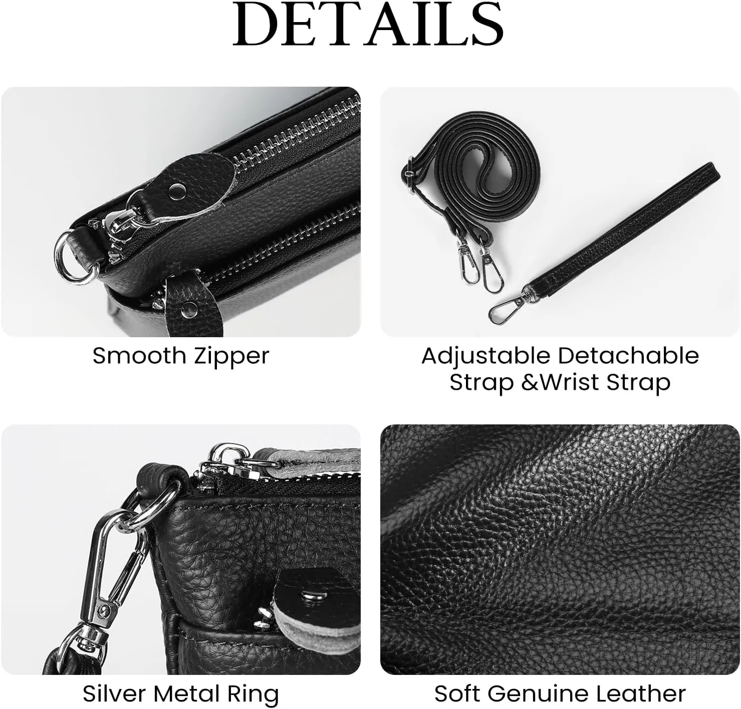 befen Genuine Leather Wristlet Clutch Wallet Purses with RFID Blocking, Small Crossbody Bags Shoulder Handbag for Women