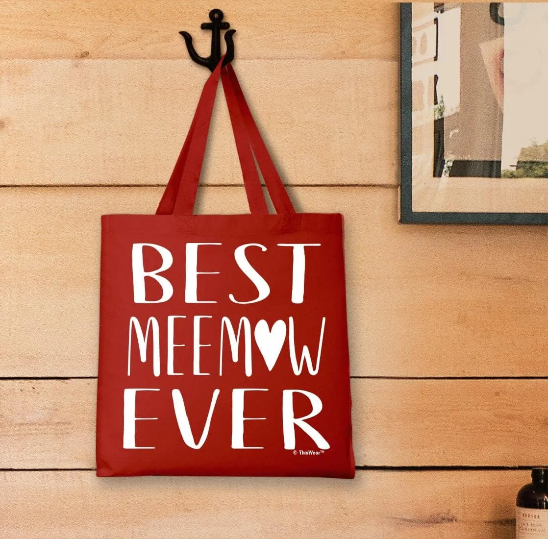 Best MeeMaw Ever Heart Family Canvas Tote Bag