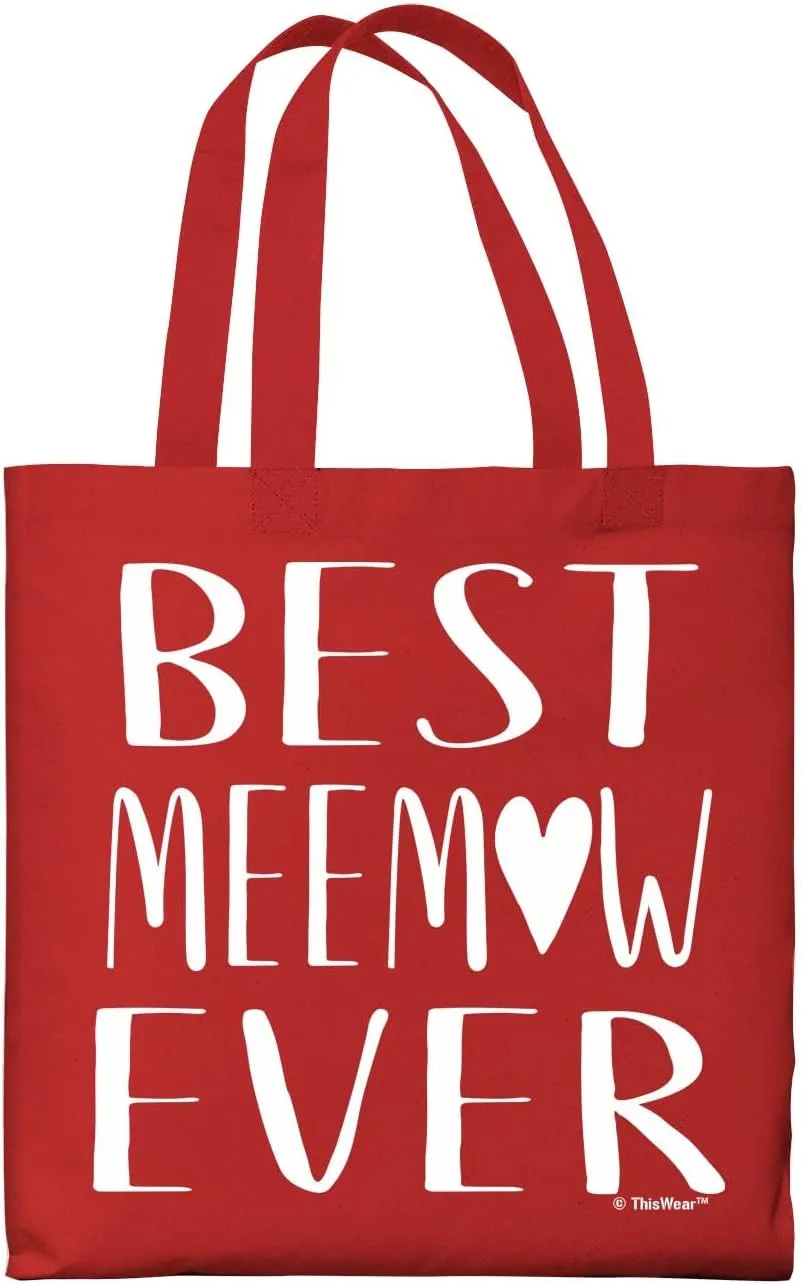 Best MeeMaw Ever Heart Family Canvas Tote Bag