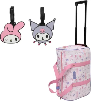 Bioworld Hello Kitty Wheeled Duffle Bag With Two Luggage Tags