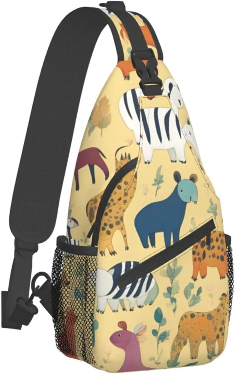 Black And Gold Flowers Crossbody Bag Chest Shoulder Bag Small Casual Backpack Suitable For Women Men Hiking