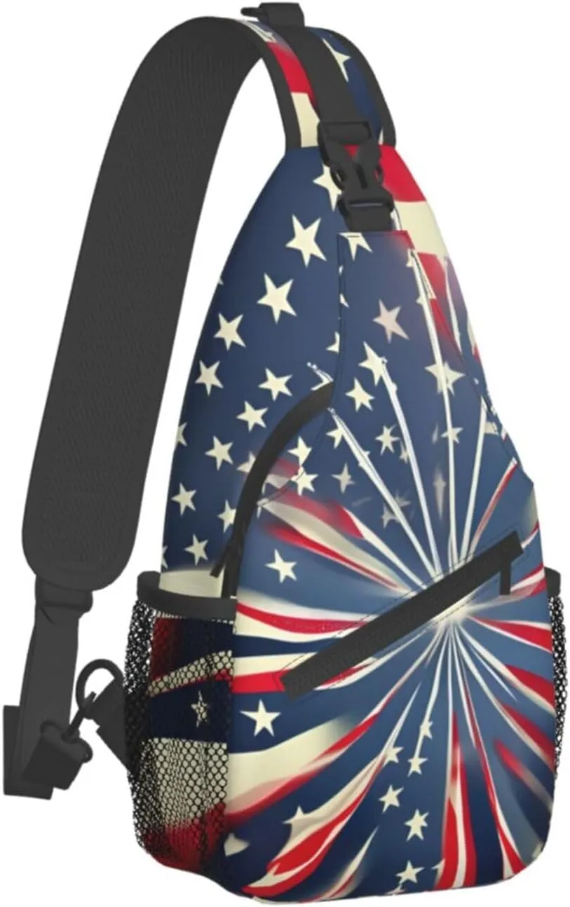 Black And Gold Flowers Crossbody Bag Chest Shoulder Bag Small Casual Backpack Suitable For Women Men Hiking