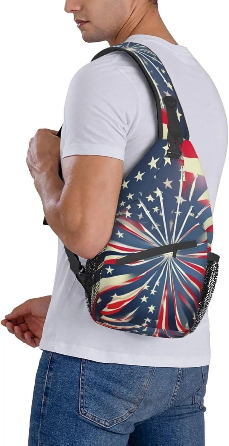 Black And Gold Flowers Crossbody Bag Chest Shoulder Bag Small Casual Backpack Suitable For Women Men Hiking