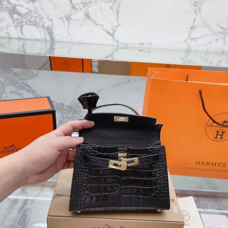 Black Croc Short-term offer ESMEE - Mini Handbag Kelly Economical
