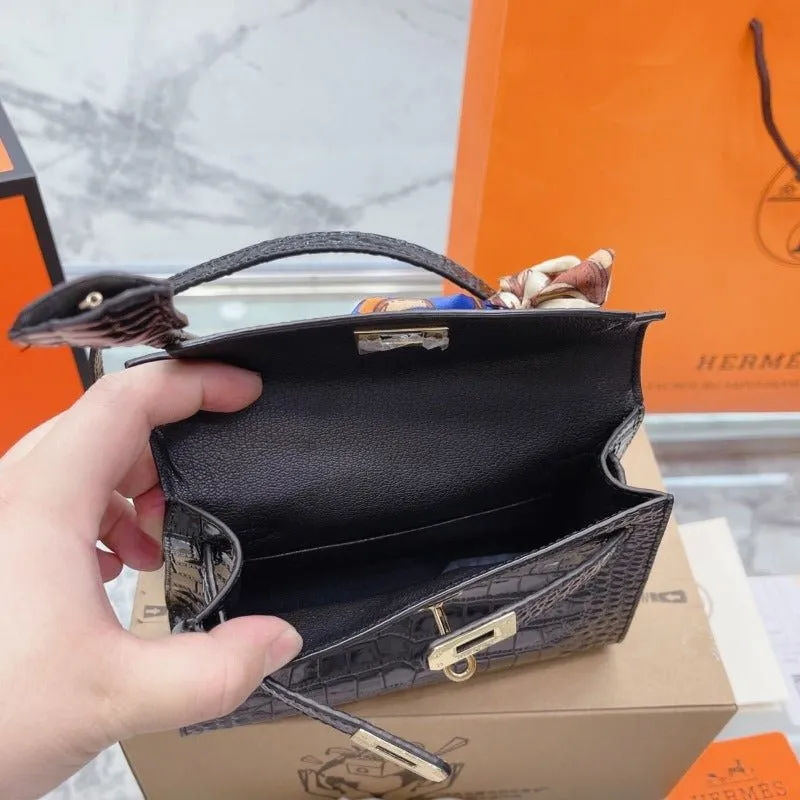 Black Croc Short-term offer ESMEE - Mini Handbag Kelly Economical