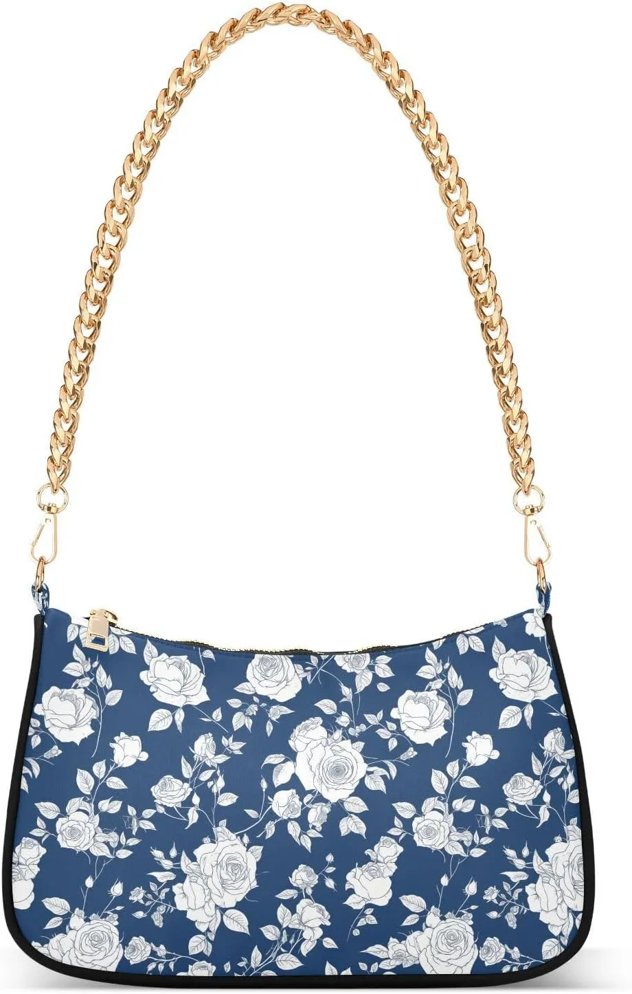 Blue and White Romantic Roses for romantic trendy chain cross body sling bag handbags for women for for traveling