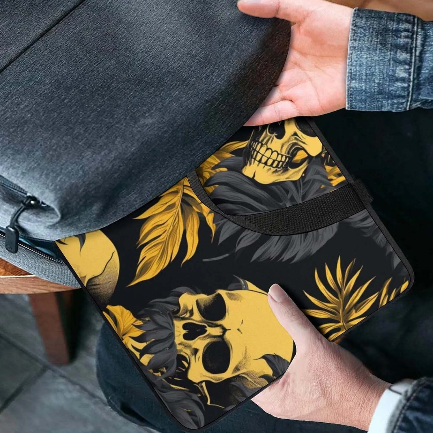 Blue Yellow Floral Rose Pattern Messenger Bag Case Sleeve for Laptop Briefcase