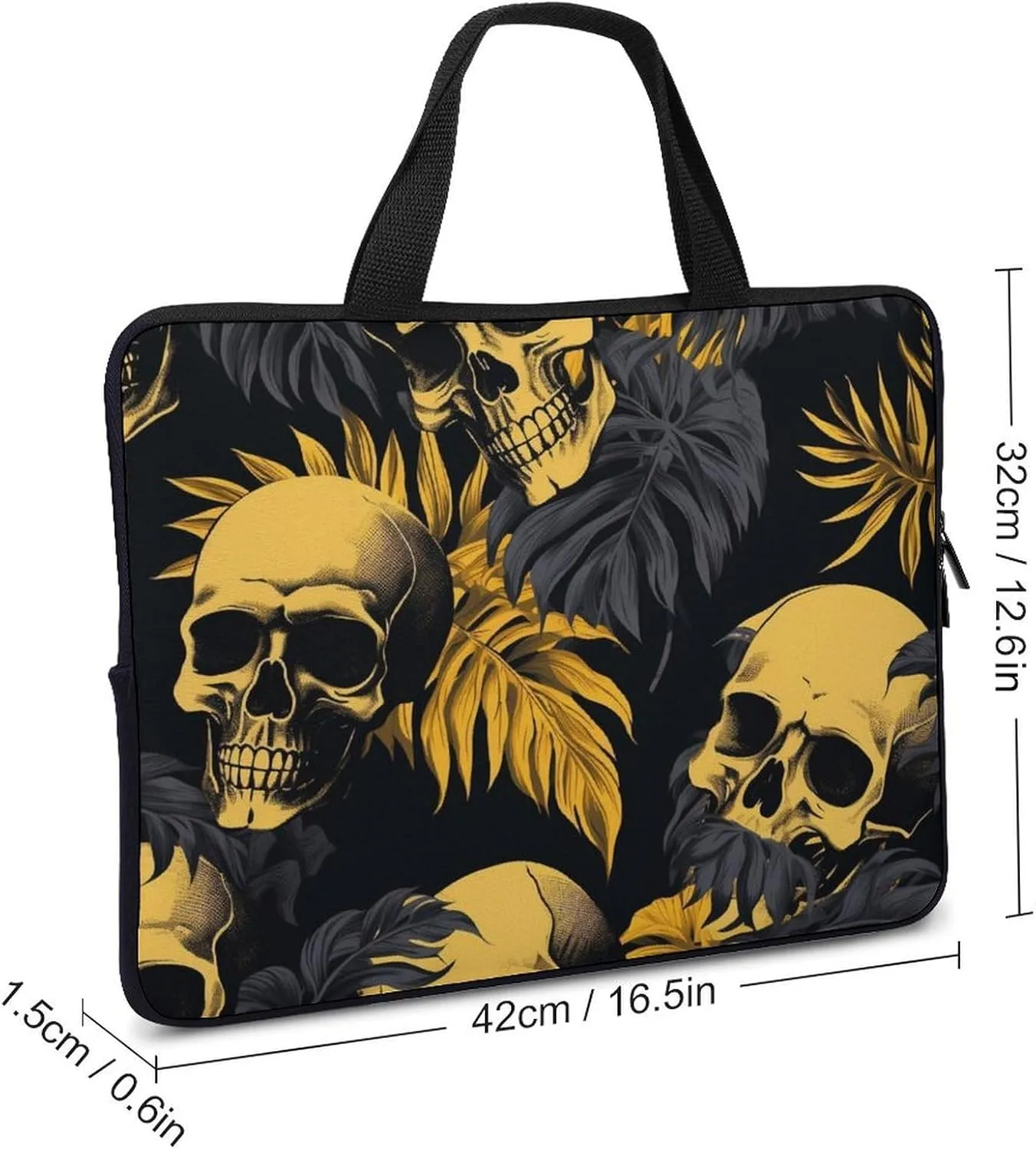 Blue Yellow Floral Rose Pattern Messenger Bag Case Sleeve for Laptop Briefcase