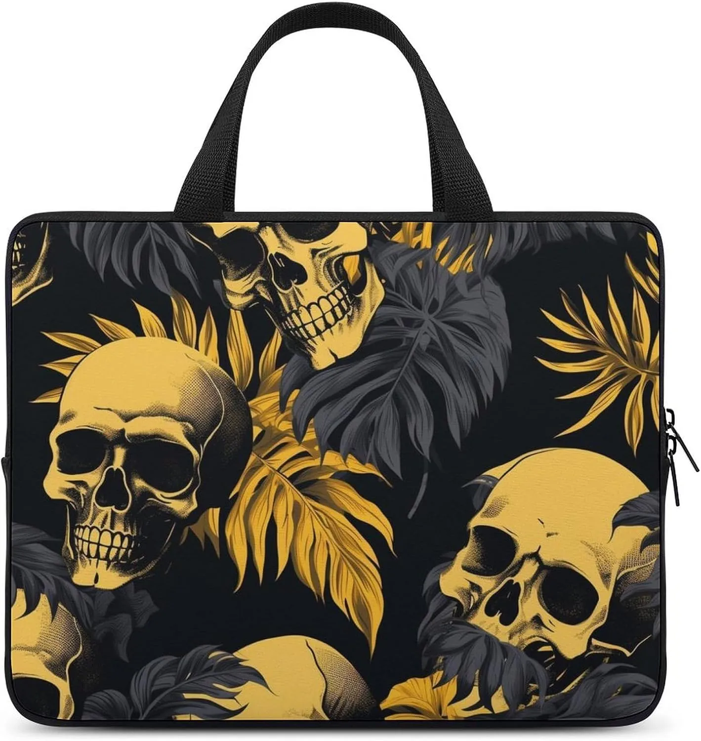 Blue Yellow Floral Rose Pattern Messenger Bag Case Sleeve for Laptop Briefcase