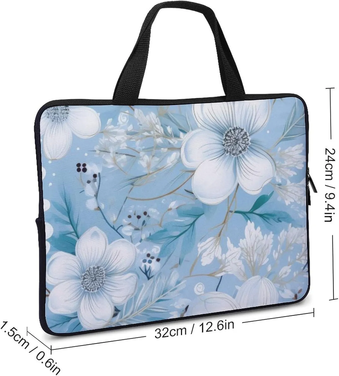 Blue Yellow Floral Rose Pattern Messenger Bag Case Sleeve for Laptop Briefcase