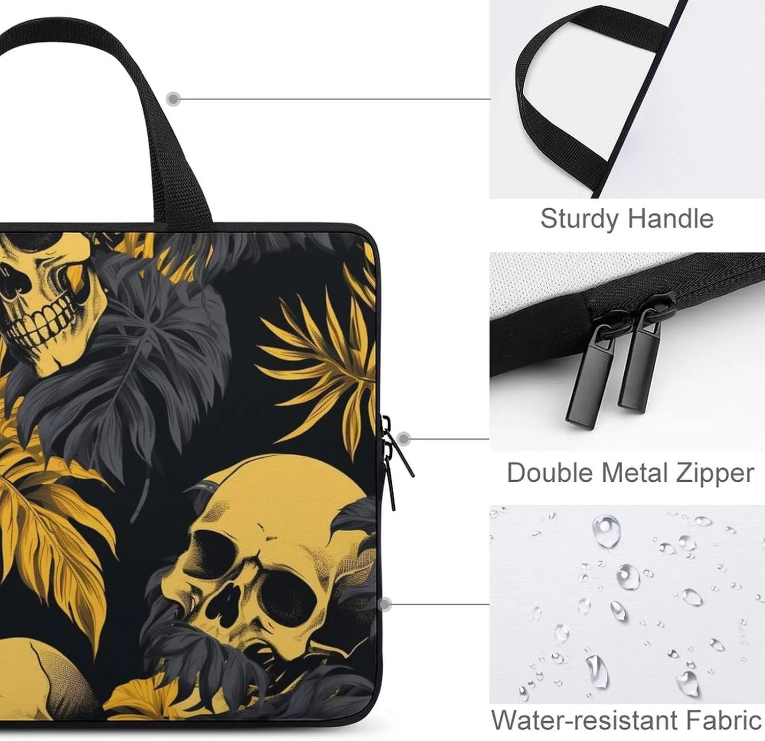 Blue Yellow Floral Rose Pattern Messenger Bag Case Sleeve for Laptop Briefcase