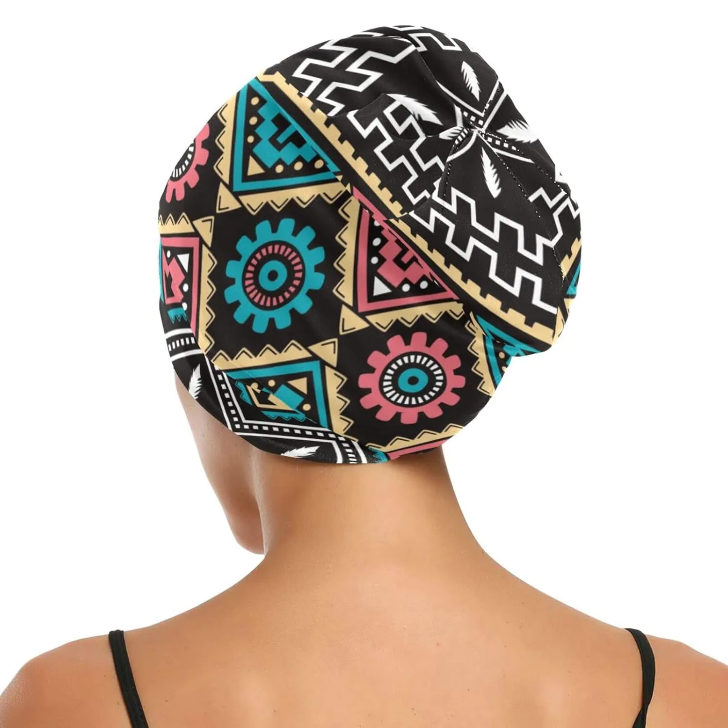 Bonnet Sleep Cap Hair Wrap Cover for Sleeping Satin Lined Head Wrap Nurse Cap Night Cap Slouchy Beanie for Men Women Ethnic African Style