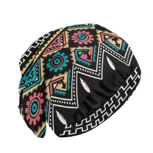 Bonnet Sleep Cap Hair Wrap Cover for Sleeping Satin Lined Head Wrap Nurse Cap Night Cap Slouchy Beanie for Men Women Ethnic African Style