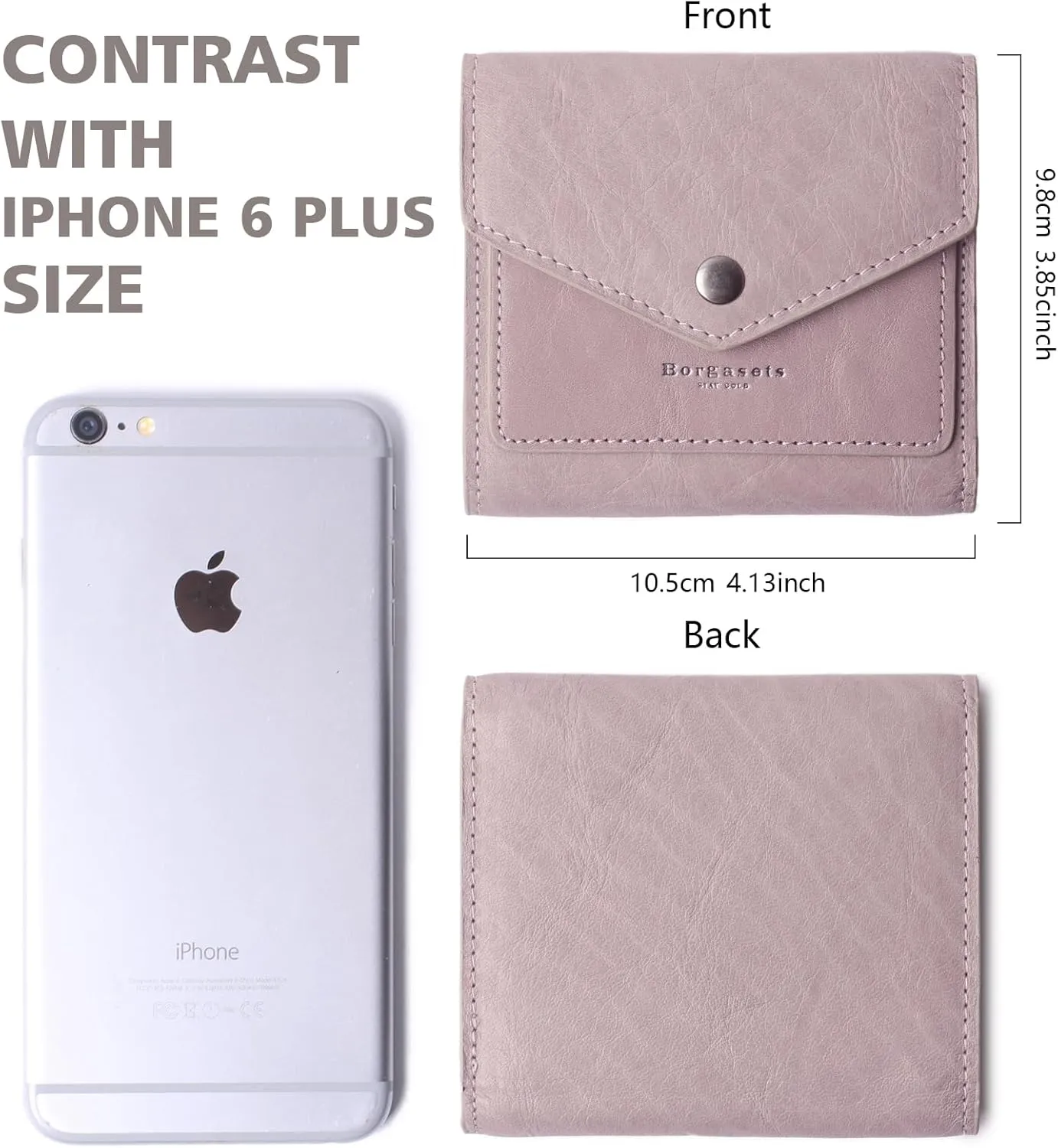 Borgasets Small Wallet for Women Genuine Leather RFID Blocking Card Holder Organizer Pocket Compact Bifold Ladies Mini Purse