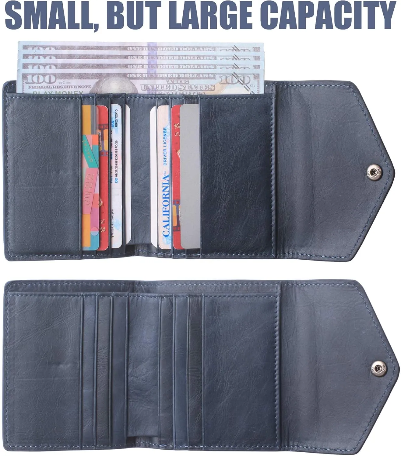 Borgasets Small Wallet for Women Genuine Leather RFID Blocking Card Holder Organizer Pocket Compact Bifold Ladies Mini Purse