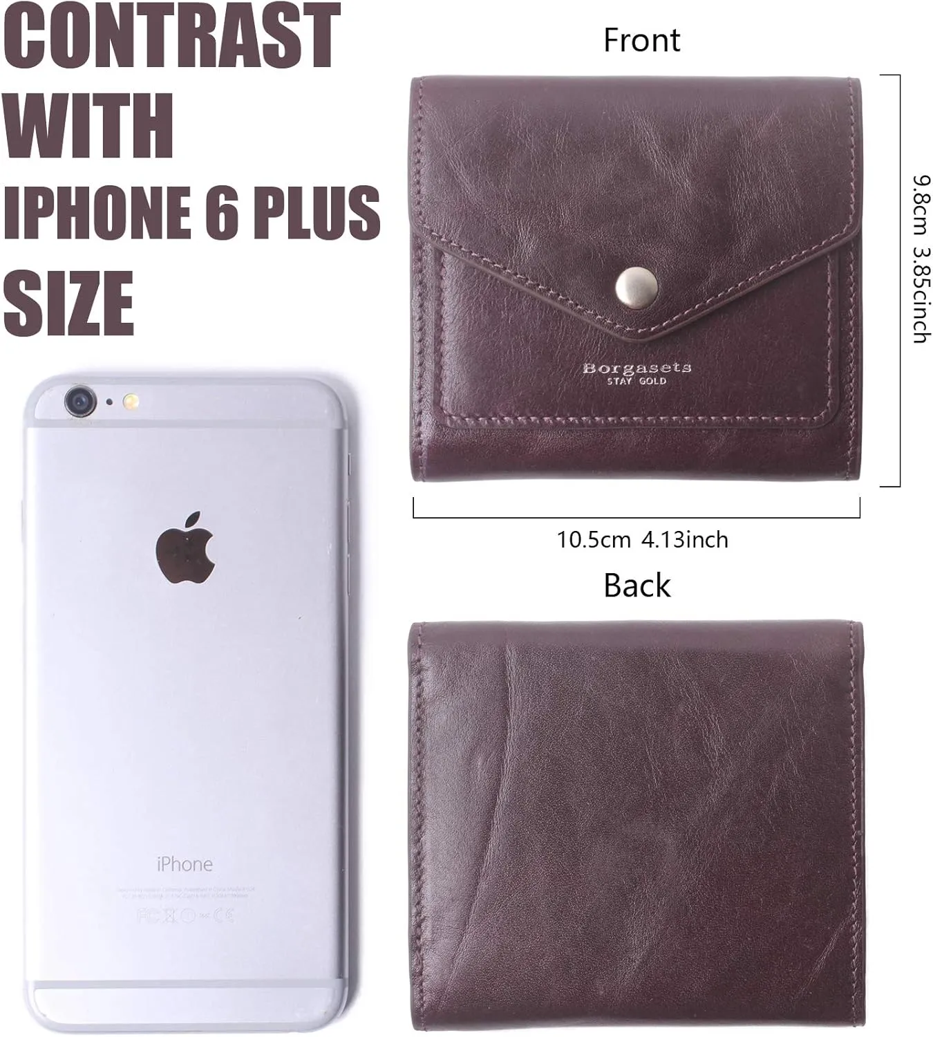 Borgasets Small Wallet for Women Genuine Leather RFID Blocking Card Holder Organizer Pocket Compact Bifold Ladies Mini Purse