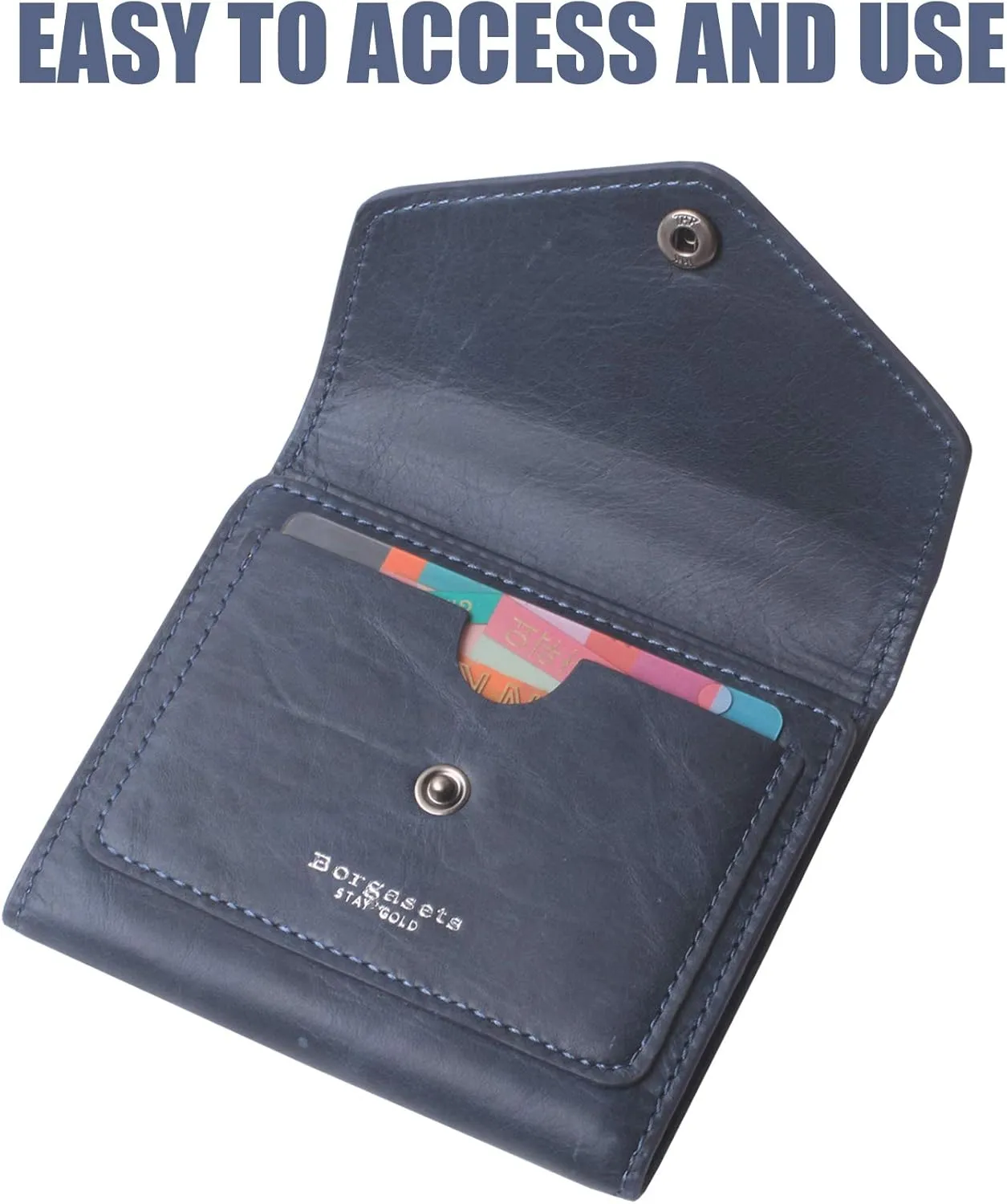 Borgasets Small Wallet for Women Genuine Leather RFID Blocking Card Holder Organizer Pocket Compact Bifold Ladies Mini Purse
