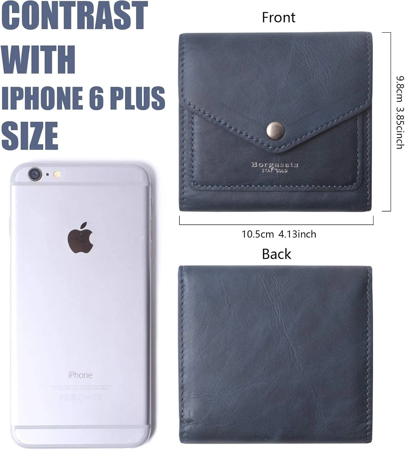 Borgasets Small Wallet for Women Genuine Leather RFID Blocking Card Holder Organizer Pocket Compact Bifold Ladies Mini Purse