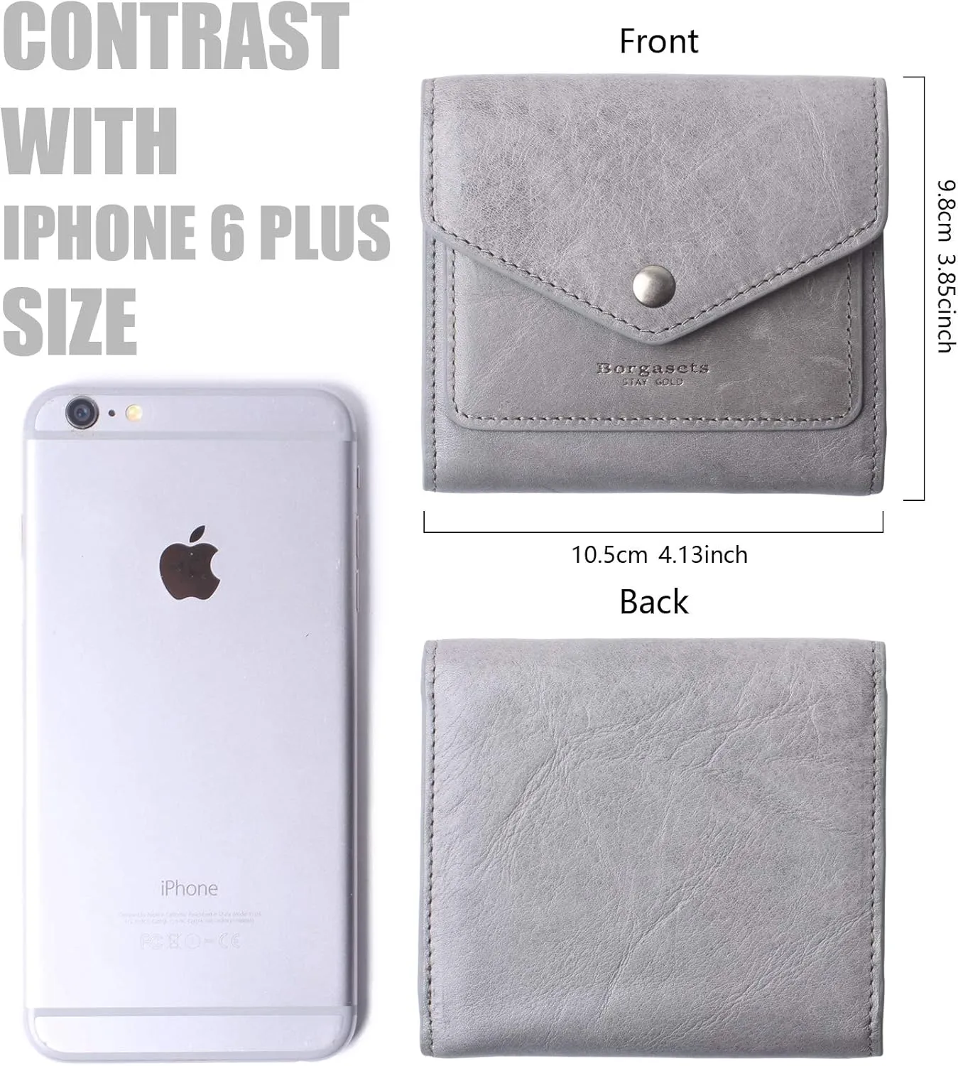 Borgasets Small Wallet for Women Genuine Leather RFID Blocking Card Holder Organizer Pocket Compact Bifold Ladies Mini Purse