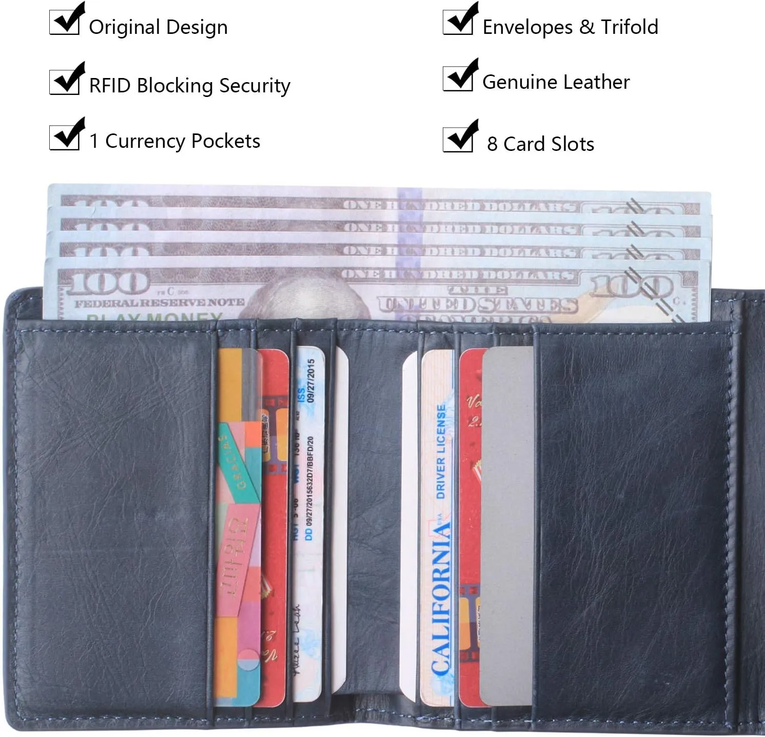 Borgasets Small Wallet for Women Genuine Leather RFID Blocking Card Holder Organizer Pocket Compact Bifold Ladies Mini Purse
