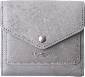 Borgasets Small Wallet for Women Genuine Leather RFID Blocking Card Holder Organizer Pocket Compact Bifold Ladies Mini Purse