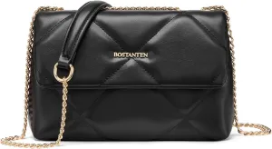 BOSTANTEN Crossbody Bags for Women Small Purse Vegan Leather Quilted Shoulder Bag With Chain Trendy Ladies Handbags