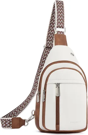 BOSTANTEN Sling Bag Cross Body Bag Trendy Leather Crossbody Purse Chest Bag with Adjustable Guitar Strap for Travel